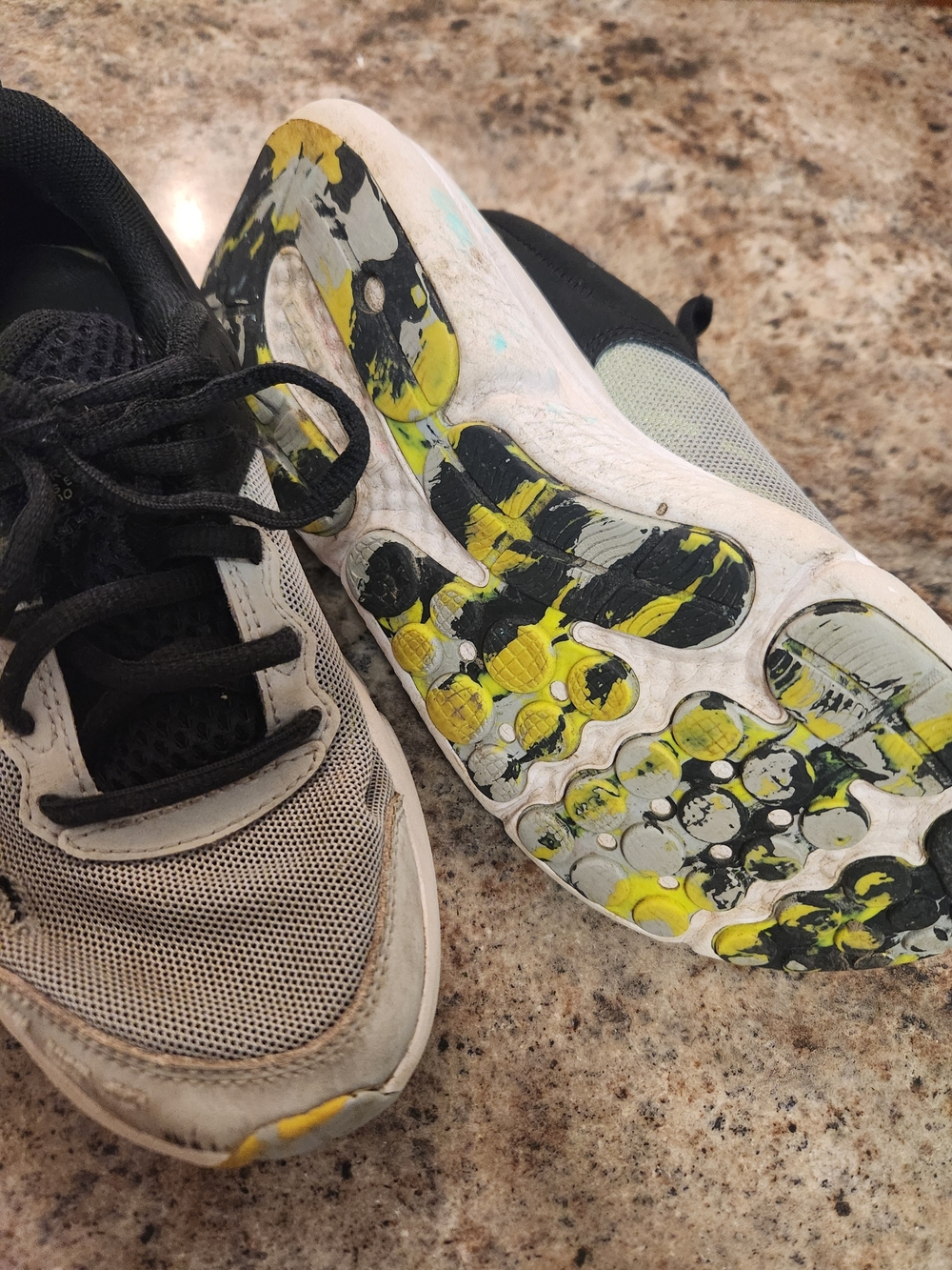 Under Armour Kids' Gray & Black Athletic Shoes with Yellow Logo- PLAY Condition - Picture 3 of 5